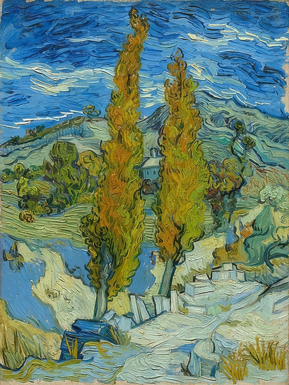 Poplerne i Saint-Rémy. 1889 af Vincent van Gogh