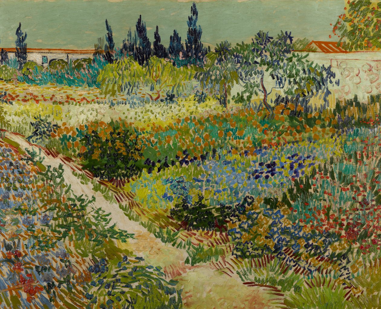 Hollandsk: Tuin te Arles Blomstrende have med sti af Vincent van Gogh