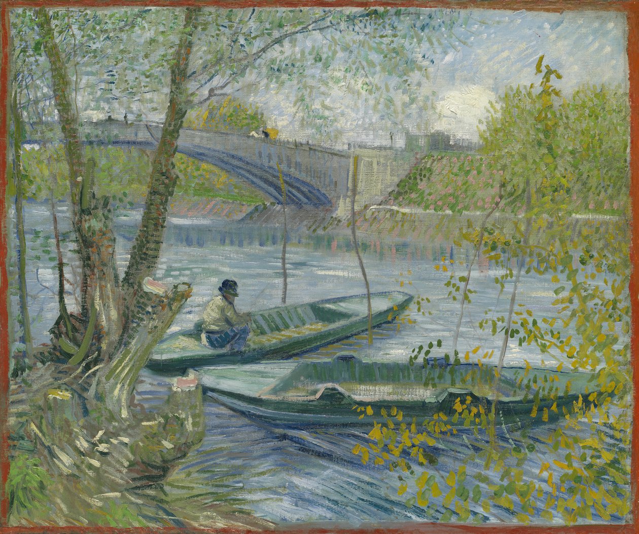 Fiskeri om foråret, Pont de Clichy Asnières, 1887. af Vincent van Gogh