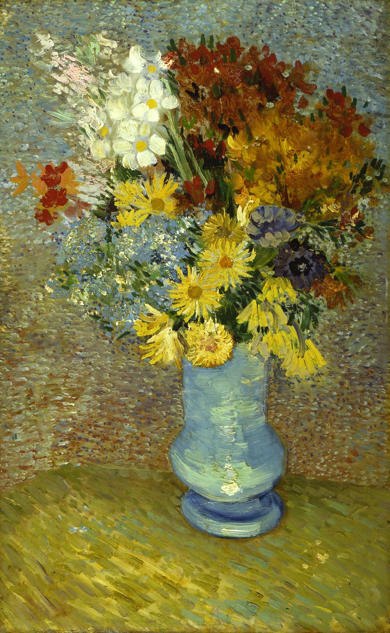 Blomster i en blå vase af Vincent van Gogh