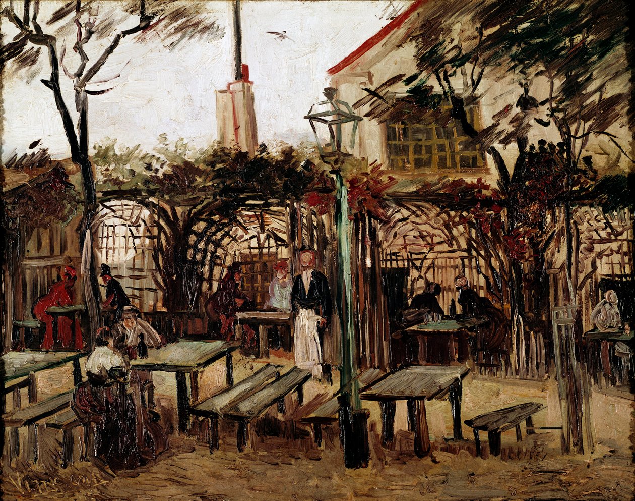 Guinguette i Montmartre: billardbordet i træ blev til la bonne franquette af Vincent van Gogh