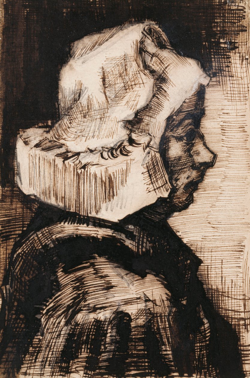 Leder af en bondekvinde, vendt mod højre, 1884 af Vincent van Gogh