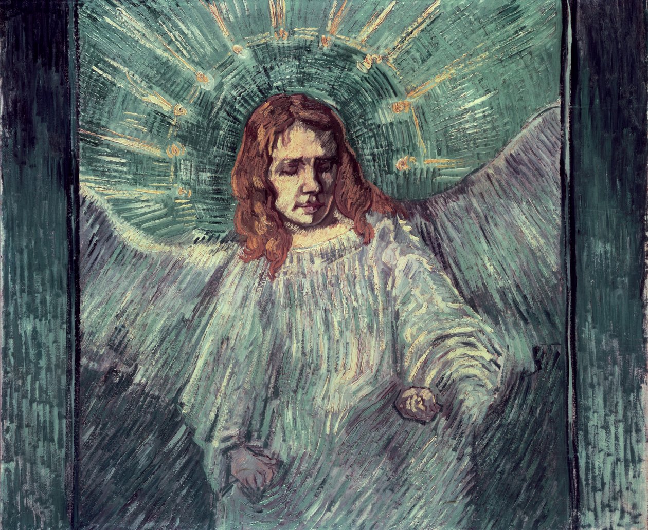 Hoved af en engel, efter Rembrandt, 1889 af Vincent van Gogh