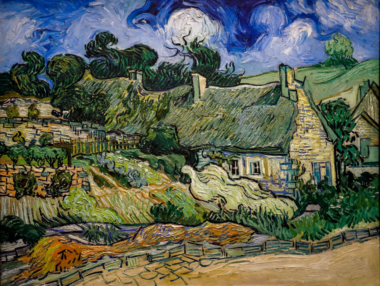 Hus med stråloft i Cordeville af Vincent van Gogh