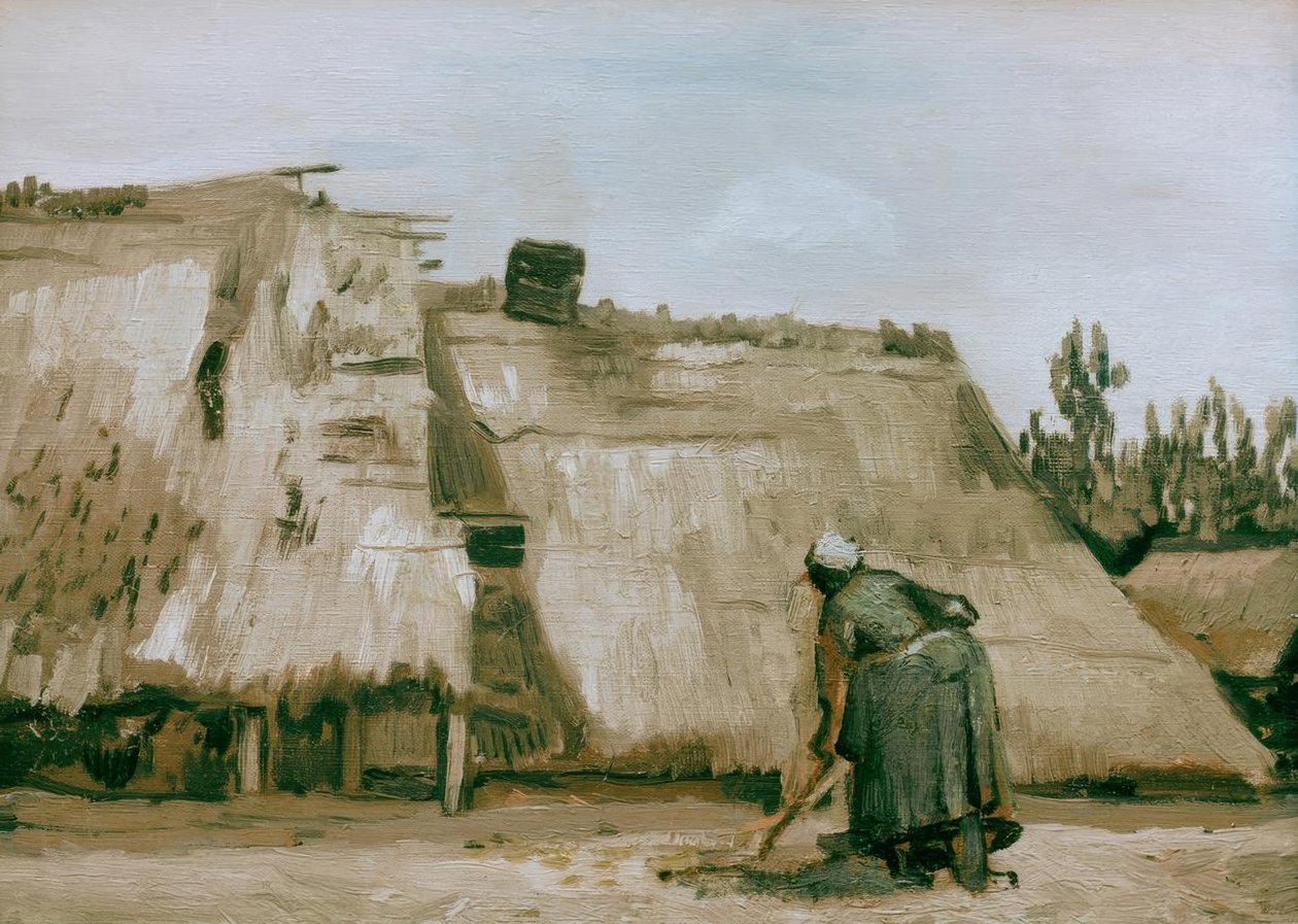 Hytte med en arbejdende bondekone af Vincent van Gogh