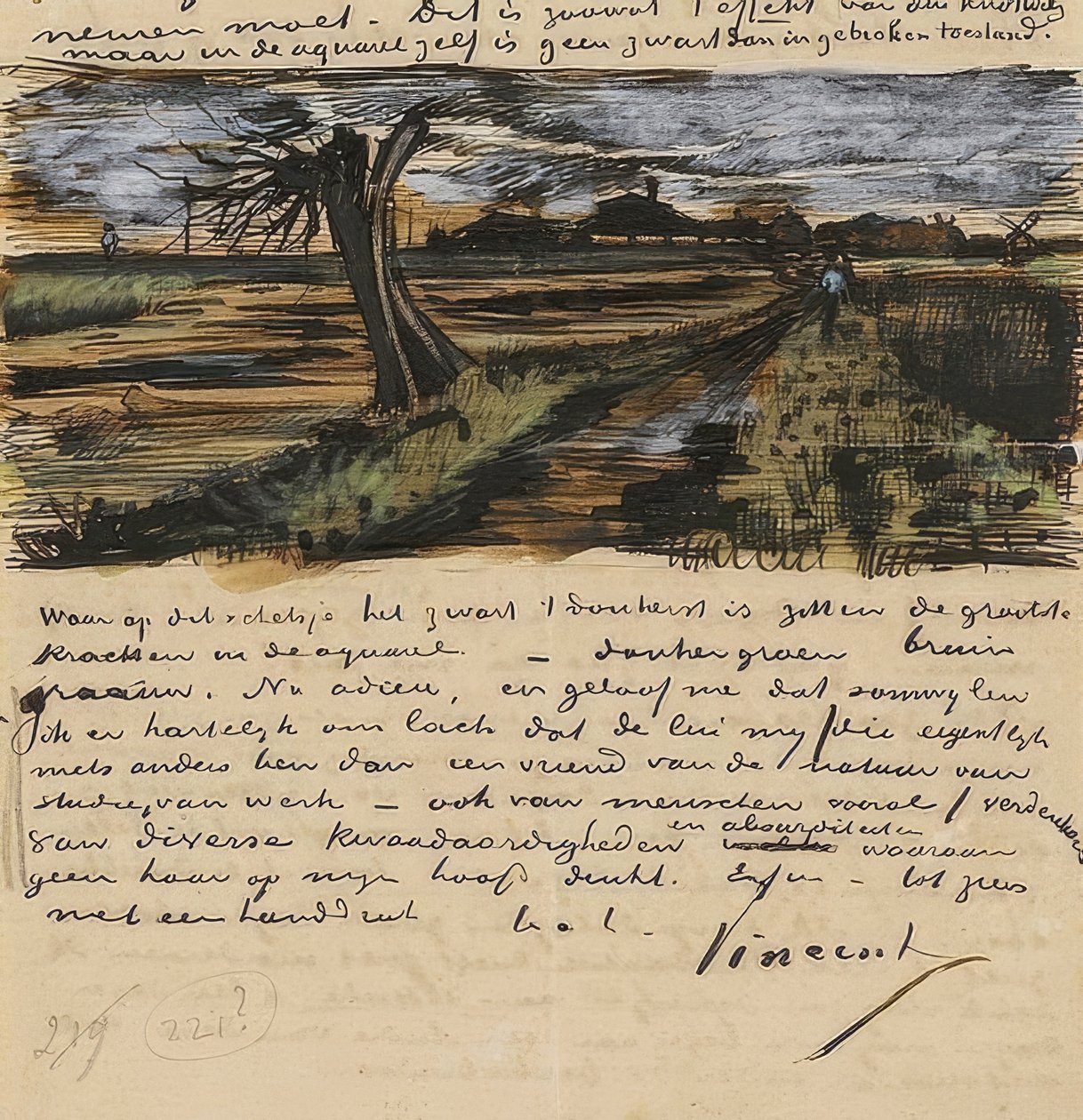 Kopfweide, Brev til Theo van Gogh. 1882 af Vincent van Gogh