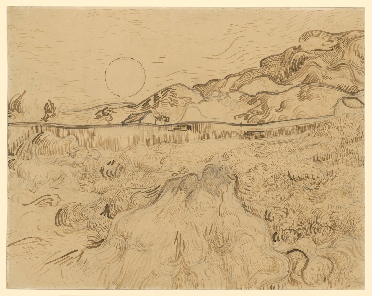 Kornmarken, høstmanden (Le fauchair) af Vincent van Gogh
