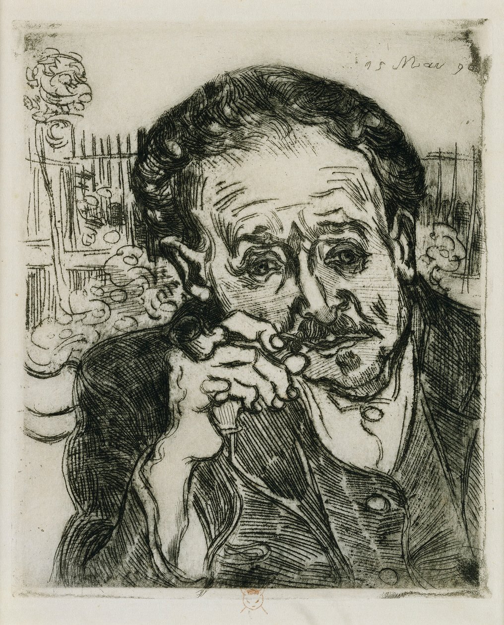 Man with a Pipe: Portrait of Doctor Gachet; Man with a Pipe: Portrait of Doctor Gachet, 1890 af Vincent van Gogh
