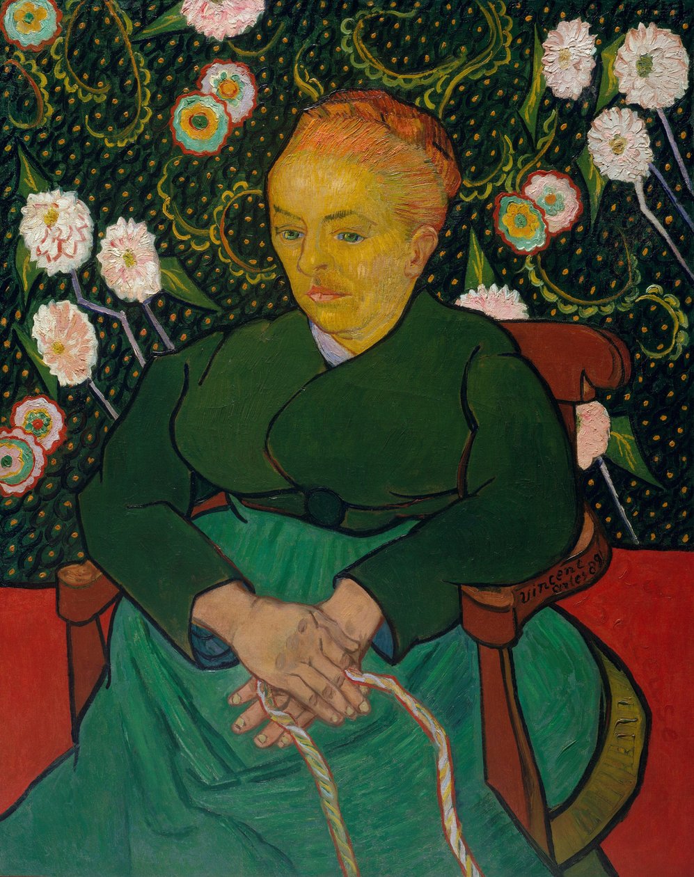 La Berceuse Woman Rocking a Cradle, Augustine-Alix Pellicot Roulin, 1851-1930, 1889. af Vincent van Gogh