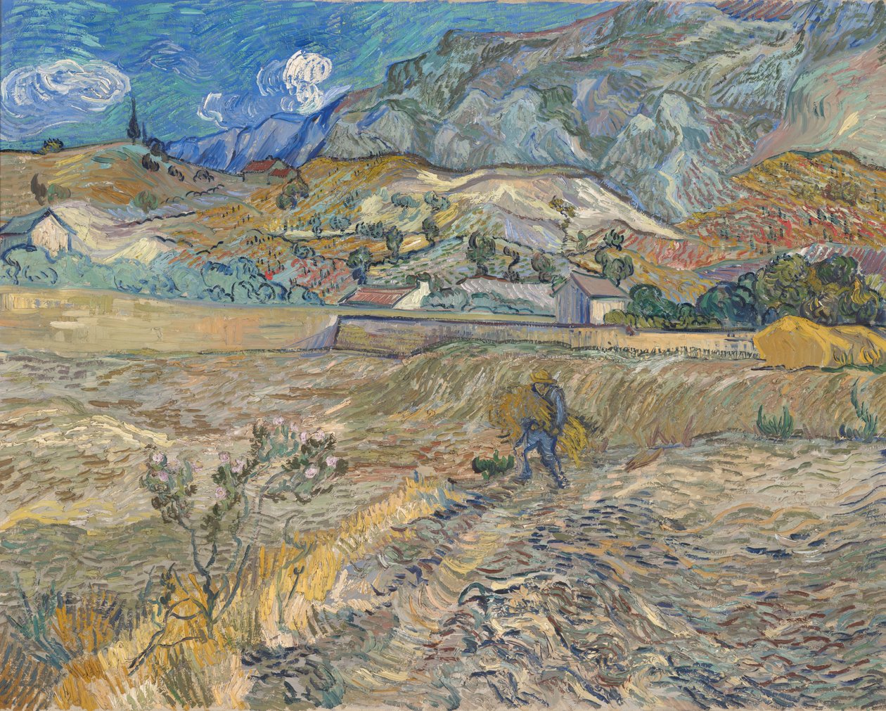 Landscape at Saint-Rémy (Enclosed Field with Peasant) dani af Vincent van Gogh