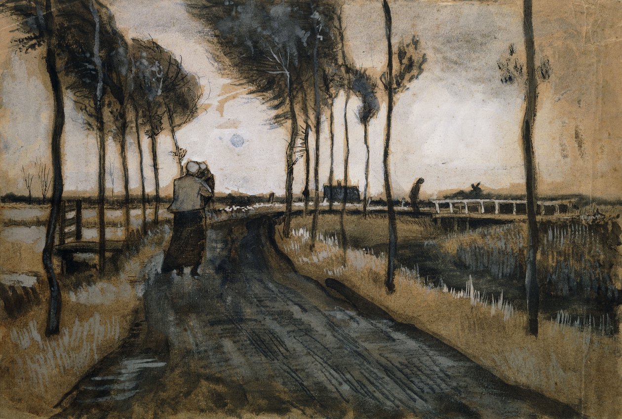 Landskab med kvinde og barn; Landskab med kvinde og barn, 1883 af Vincent van Gogh