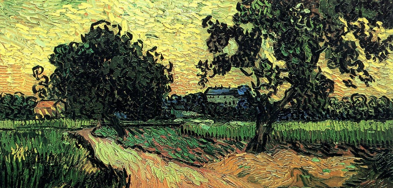 Landskab med slottet i Auvers ved solnedgang af Vincent van Gogh