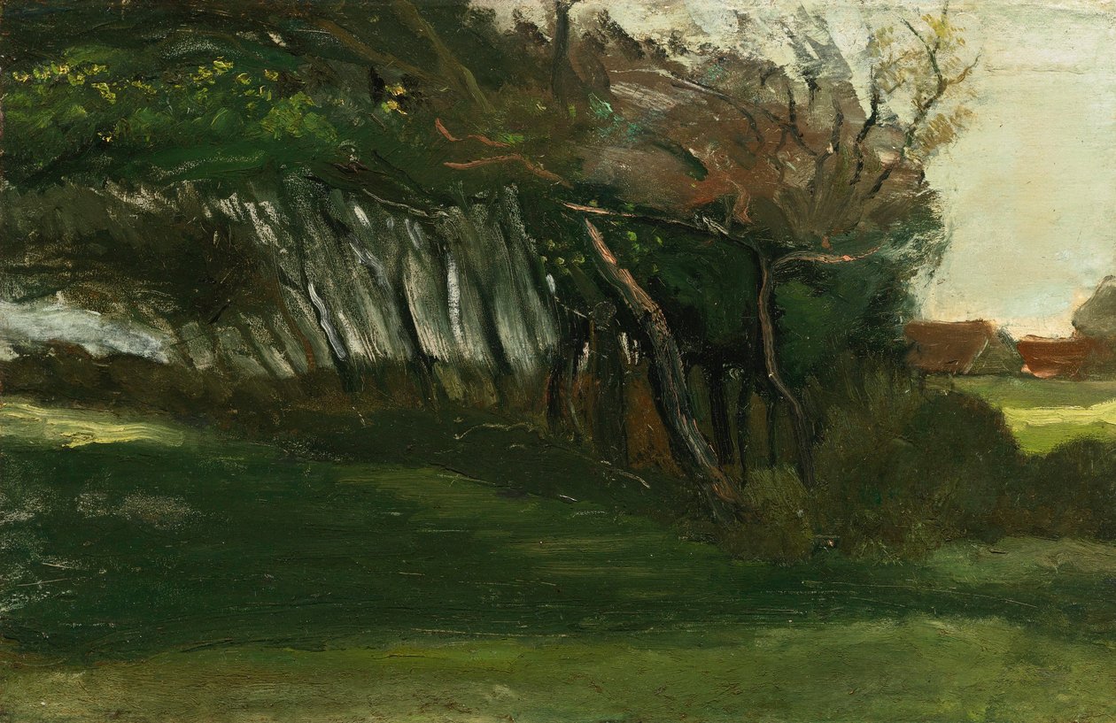 Landskab med vindblæste træer, ca. 1883-84 (olie på lærred) af Vincent van Gogh
