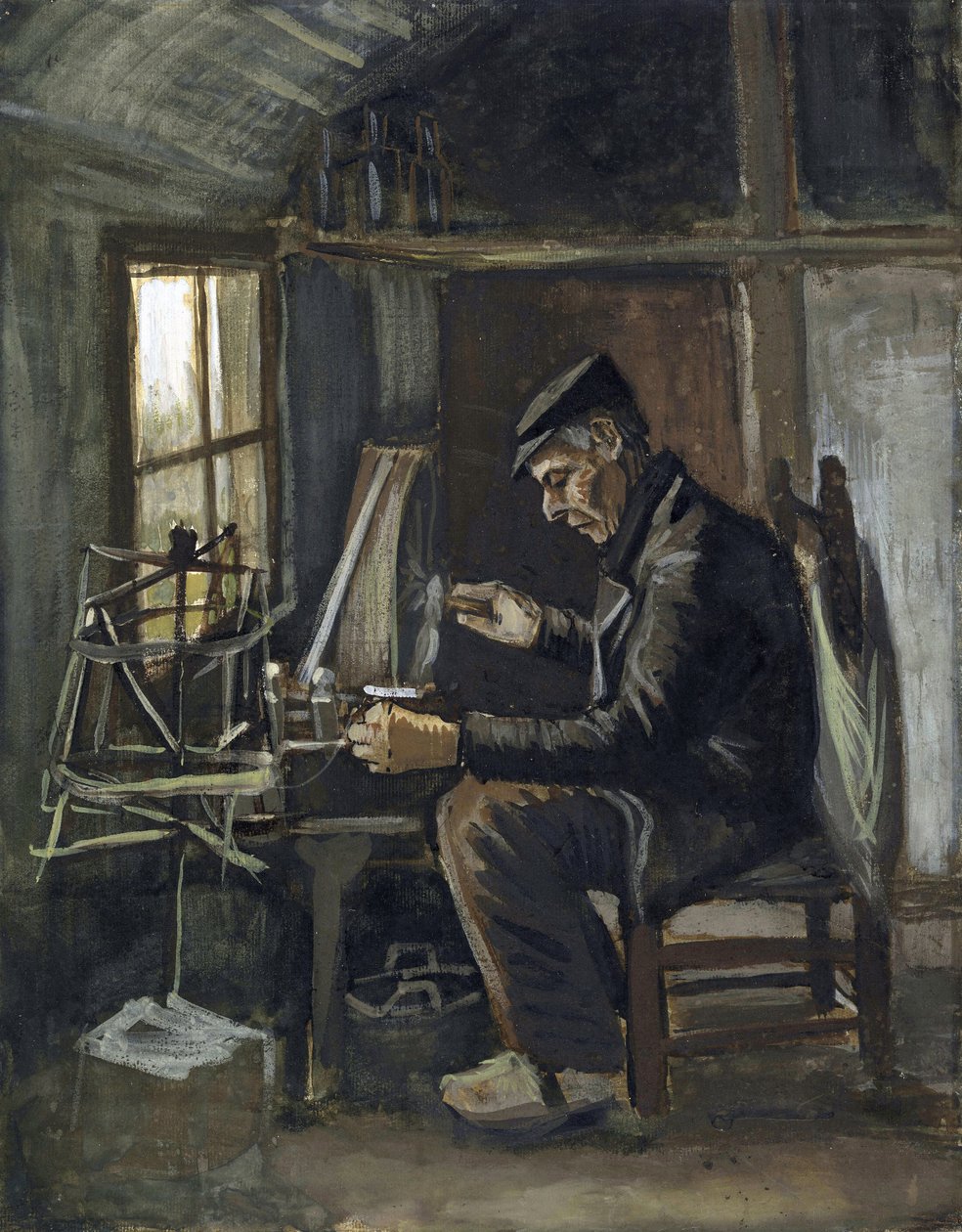 Man Winding Yarn af Gogh, Vincent, van (1853-1890). Akvarel på papir, størrelse: 44,8x35,4 af Vincent van Gogh