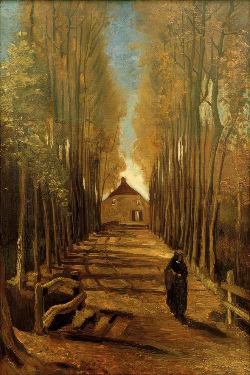 Poppel allé om efteråret af Vincent van Gogh