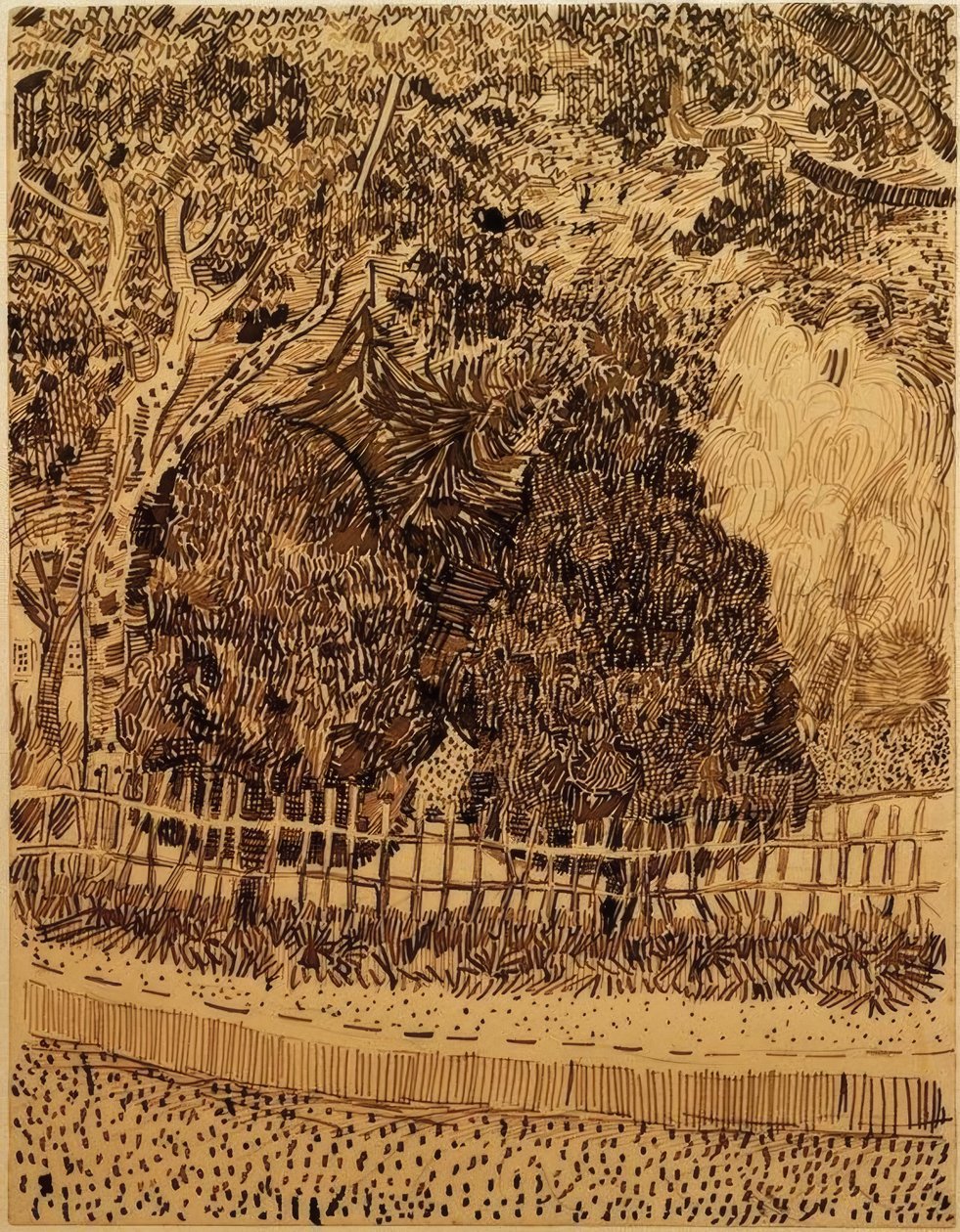 Park med hegn af Vincent van Gogh