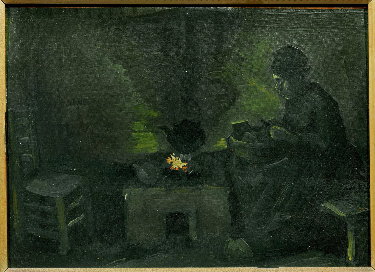 Bonde nær atre (maleri på lærred) af Vincent van Gogh