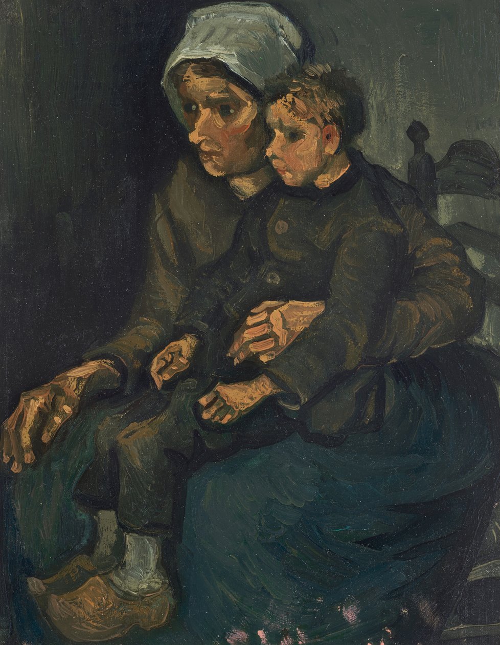 Bondekvinde med barn på skødet af Vincent van Gogh