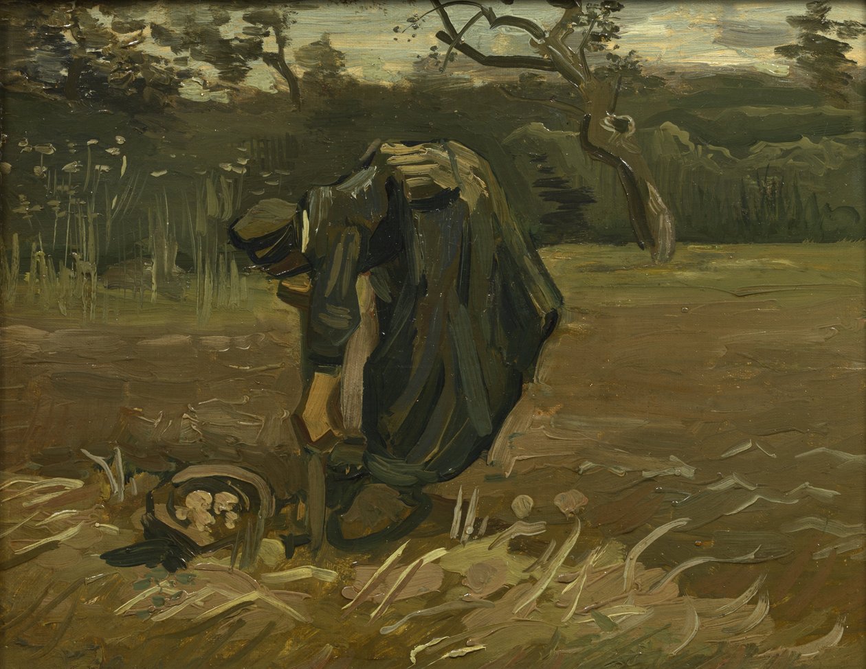Bondekone, høster kartofler, 1885 af Vincent van Gogh