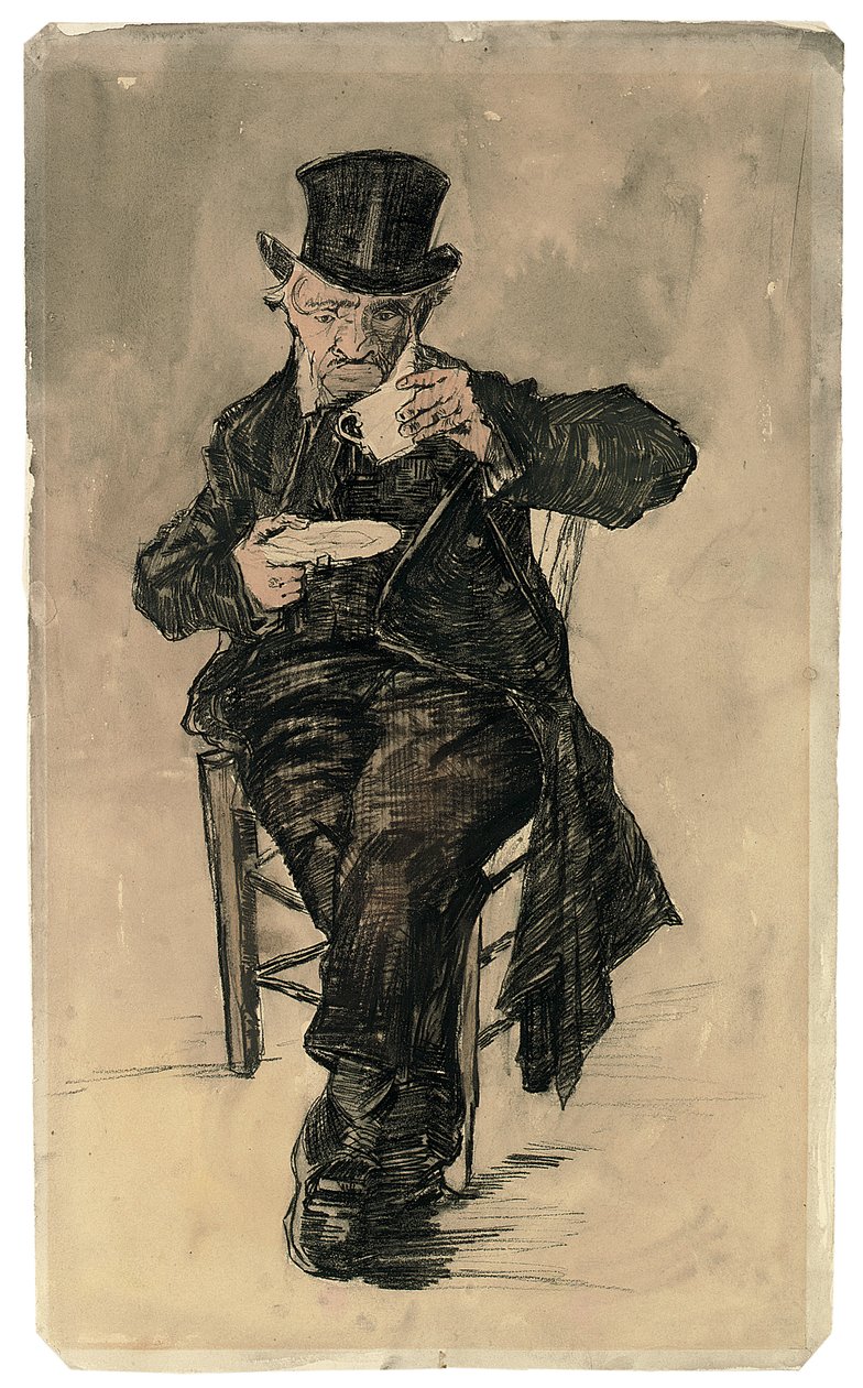 Poorhouse Dweller in Top Hat drikker en kop kaffe, 1882 af Vincent van Gogh