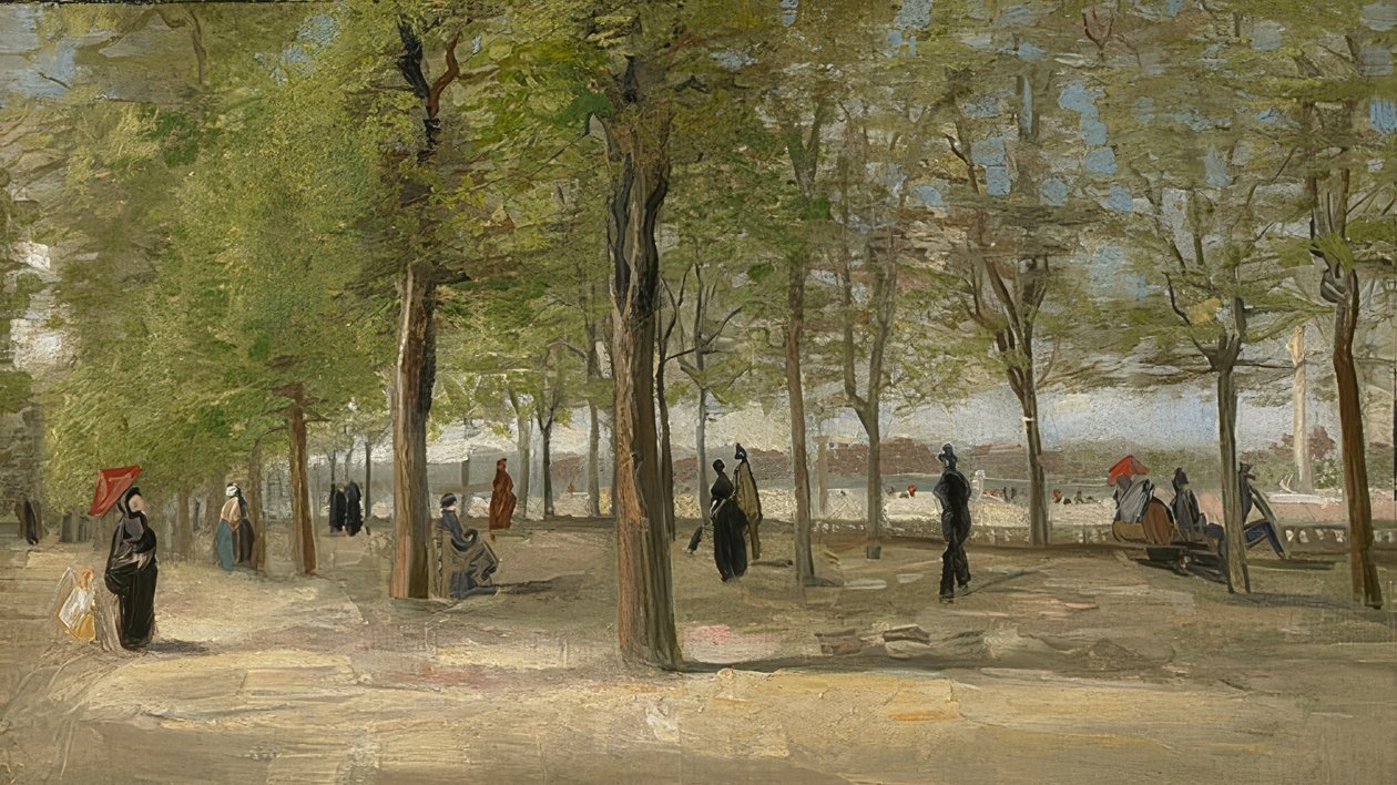 Promenade i Jardin du Luxembourg. 1886 af Vincent van Gogh