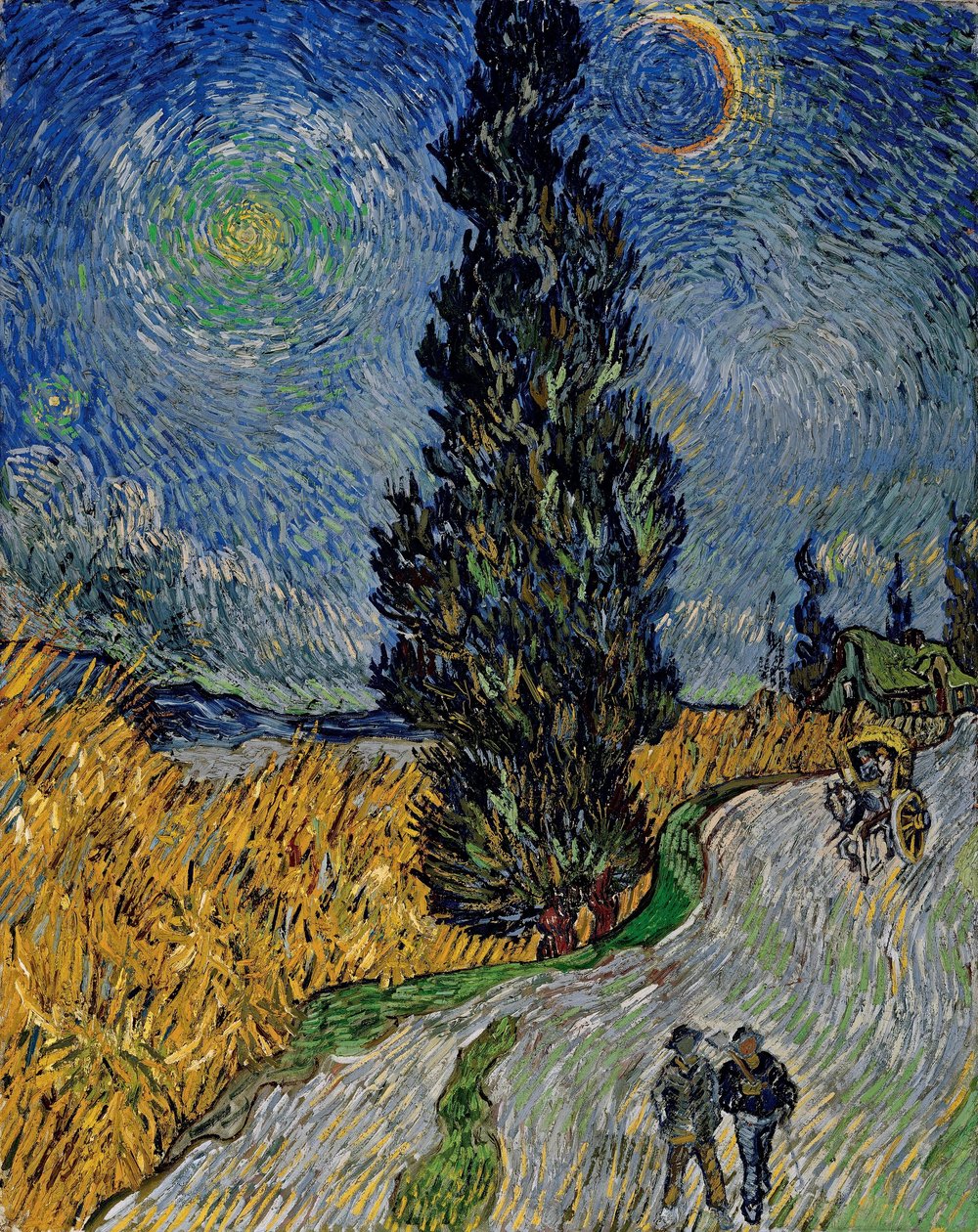 Vej med cypress og stjerne af Vincent van Gogh