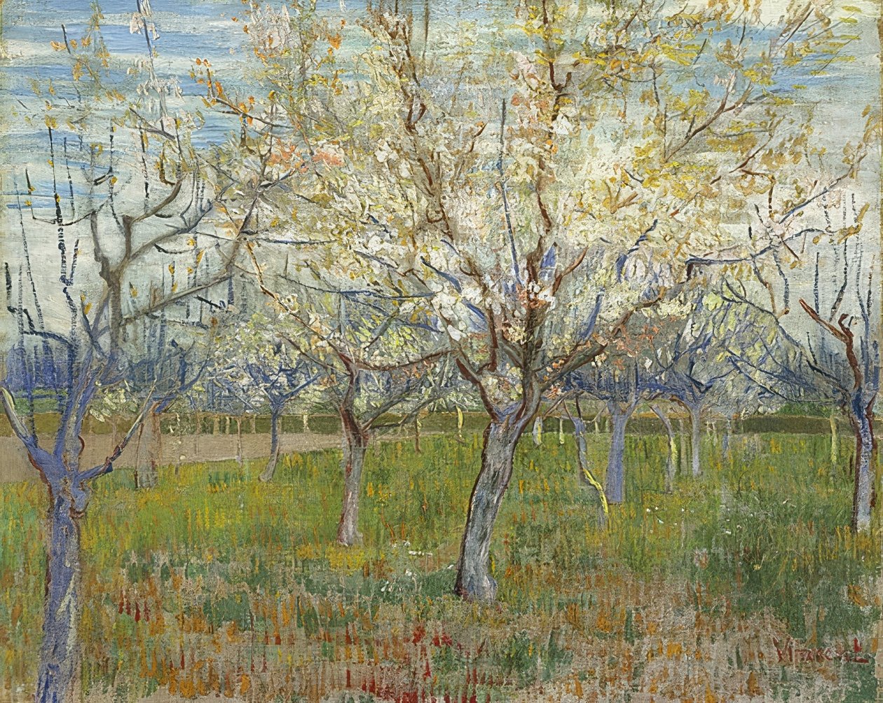 Lyserød frugthave. 1888 af Vincent van Gogh