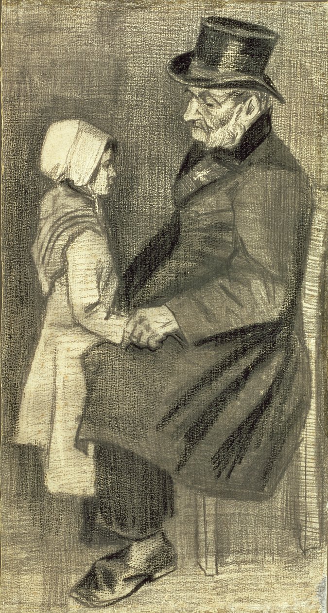 Siddende mand med sin datter, 1882 af Vincent van Gogh