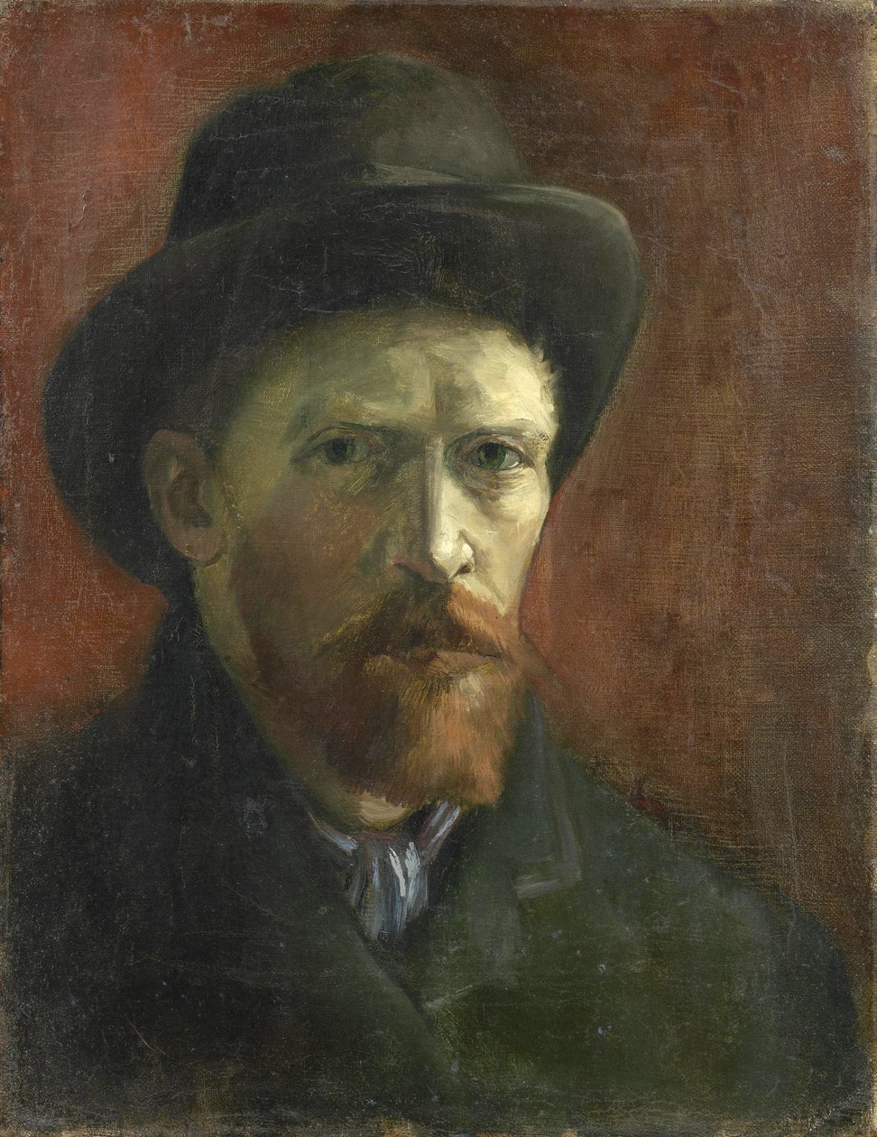 Selvportræt med filthat af Gogh, Vincent, van (1853-1890). Olie på lærred, størrelse: 41,5x32,5 af Vincent van Gogh