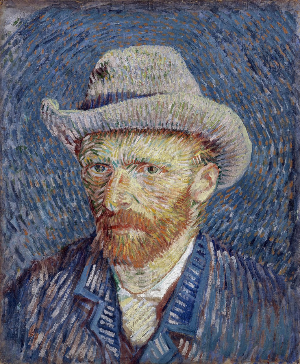 Selvportræt med grå filthat af Gogh, Vincent, van (1853-1890). Olie på lærred, størrelse: 44,5x37,2 af Vincent van Gogh