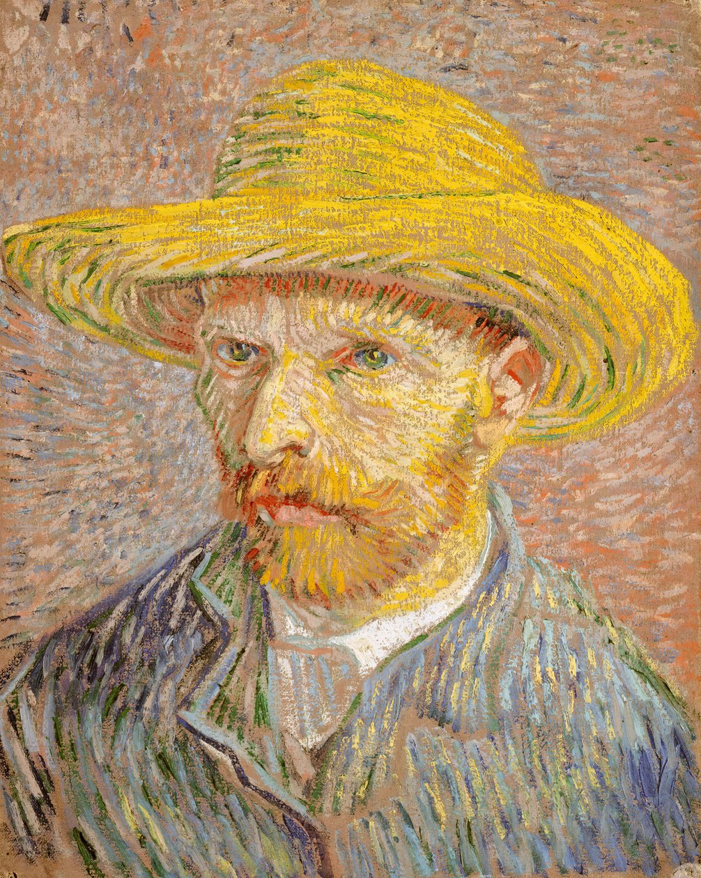 Selvportræt med stråhat forside: Kartoffelskrælleren, 1887. af Vincent van Gogh