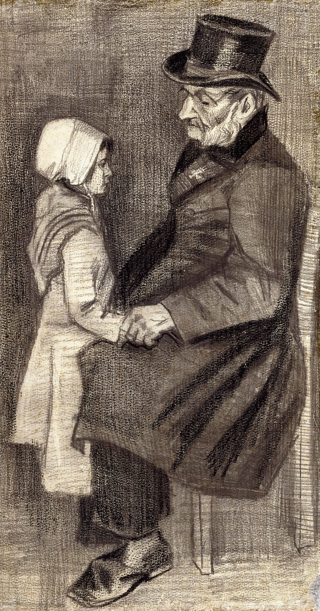 Siddende mand med lille pige; Homme Assis avec Fillete, 1882 af Vincent van Gogh