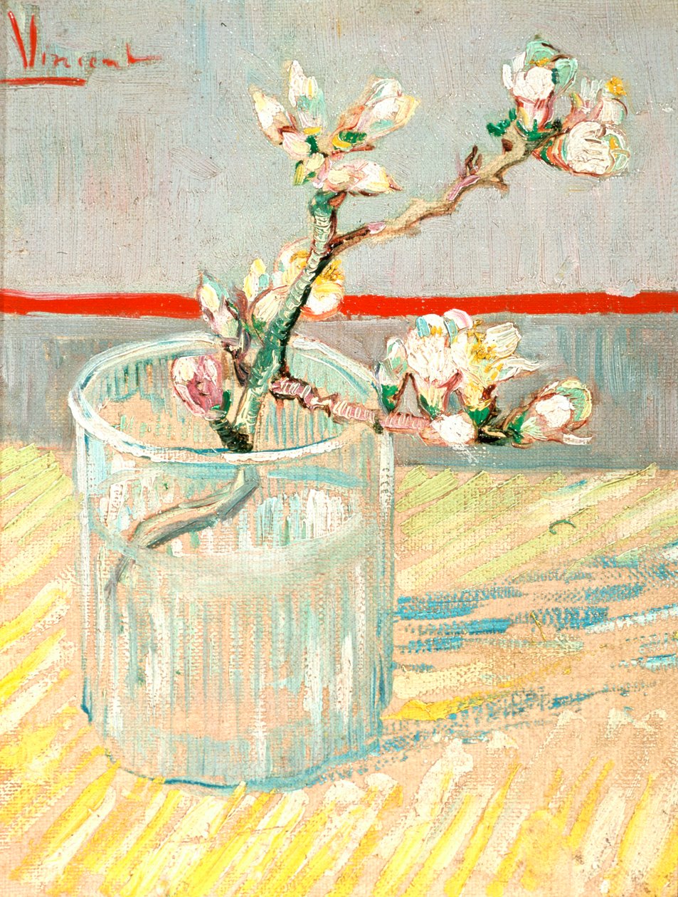 Kvist af blomstrende mandelblomst i et glas, 1888. af Vincent van Gogh