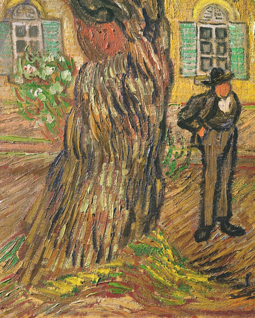 St. Pauls Hospital, St. Remy, detalje af mand og træ, 1889 olie på lærred detalje af 36527 af Vincent van Gogh