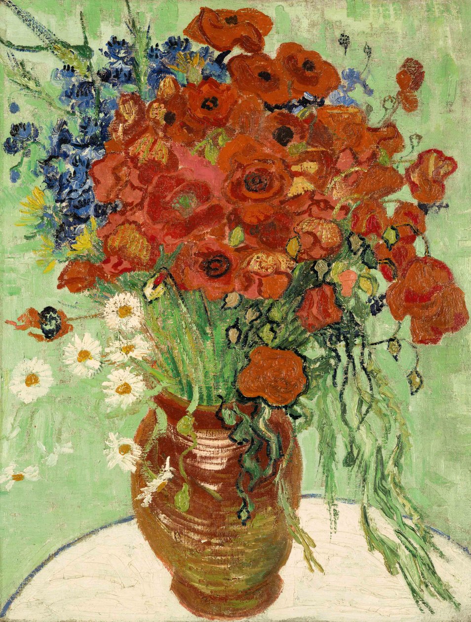 Stilleben, vase med tusindfryd og valmuer, 1890 af Vincent van Gogh