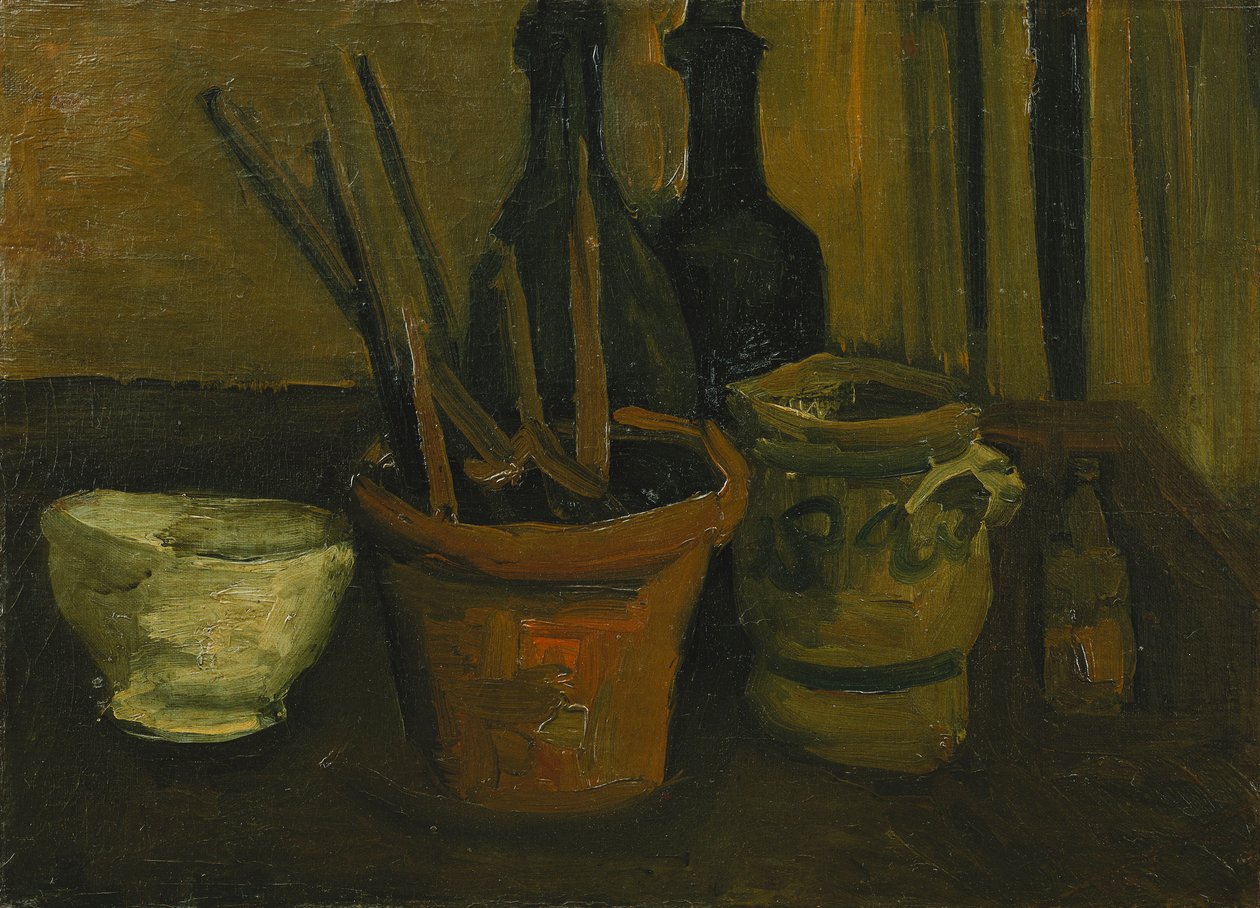 Stilleben med børster i en urtepotte; Stilleben med børster i en urtepotte, 1884 af Vincent van Gogh