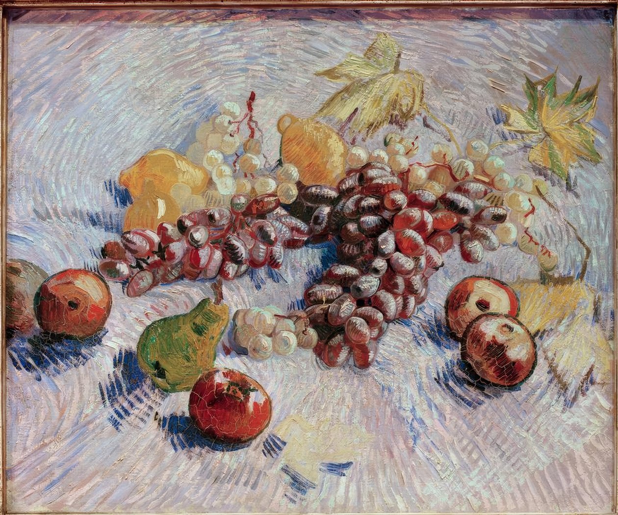 Stilleben med vindruer, æbler, citroner og pærer af Vincent van Gogh