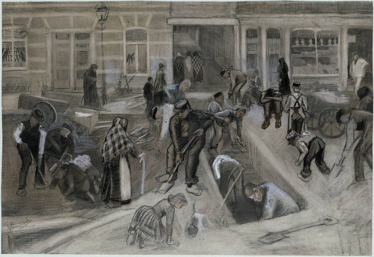 Vejarbejdere ved udgravning af en trappeskakt af Vincent van Gogh