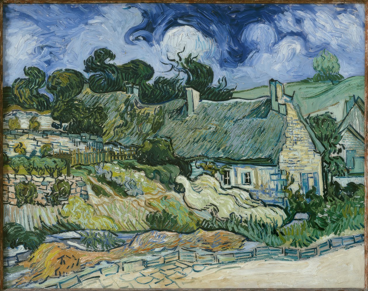 Stråtækte huse i Cordeville, Auverssur-Oise af Vincent van Gogh