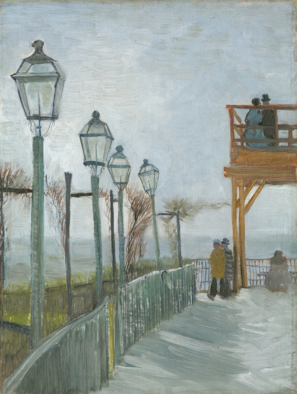Terrasse og observationsdæk ved Moulin de Blute-Fin, Montmartre, tidligt i 1887 af Vincent van Gogh
