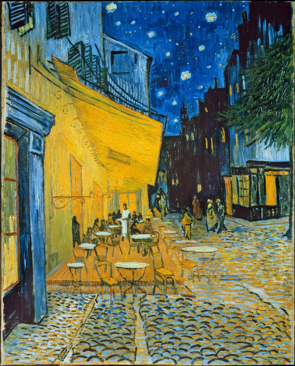 Terrasse til cafeen på Place du Forum i Arles om aftenen af Vincent van Gogh