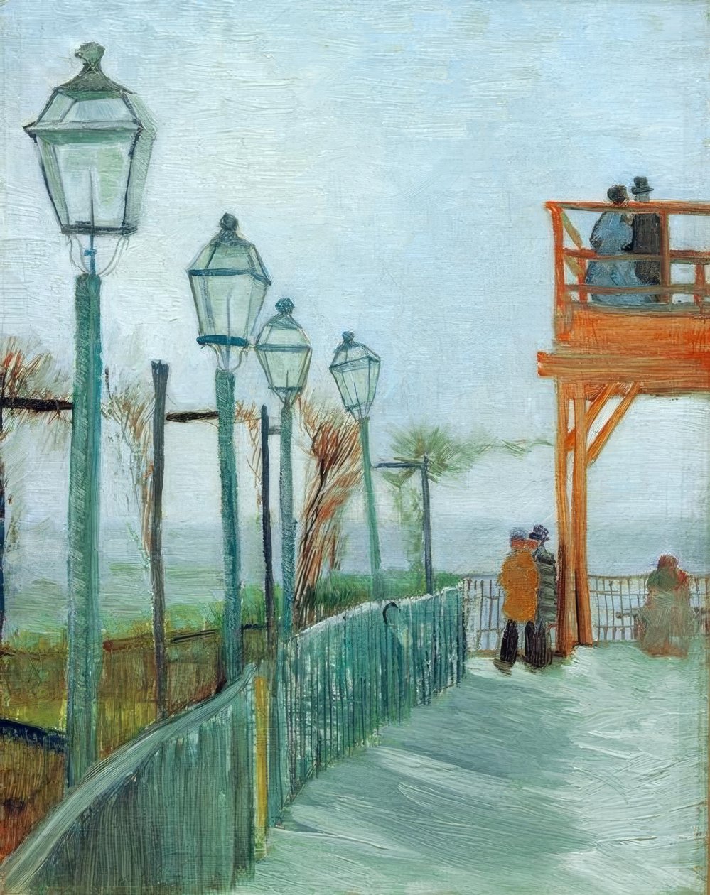 Terrasse og udsigtsdæk på Moulin de Blutefin, Mont af Vincent van Gogh