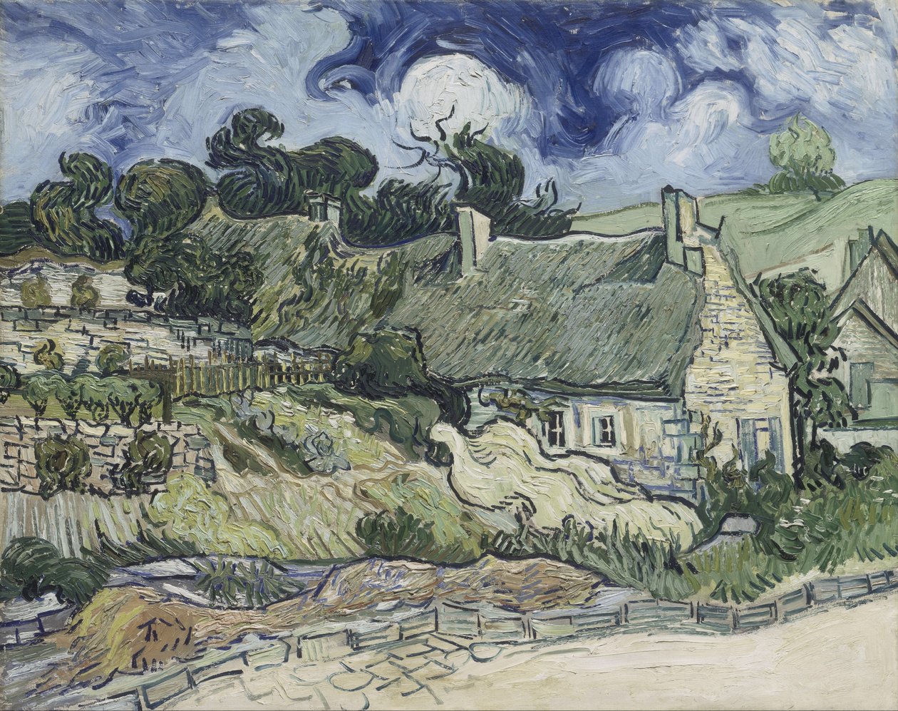 Stråtækte hytter i Cordeville, 1890 af Vincent van Gogh