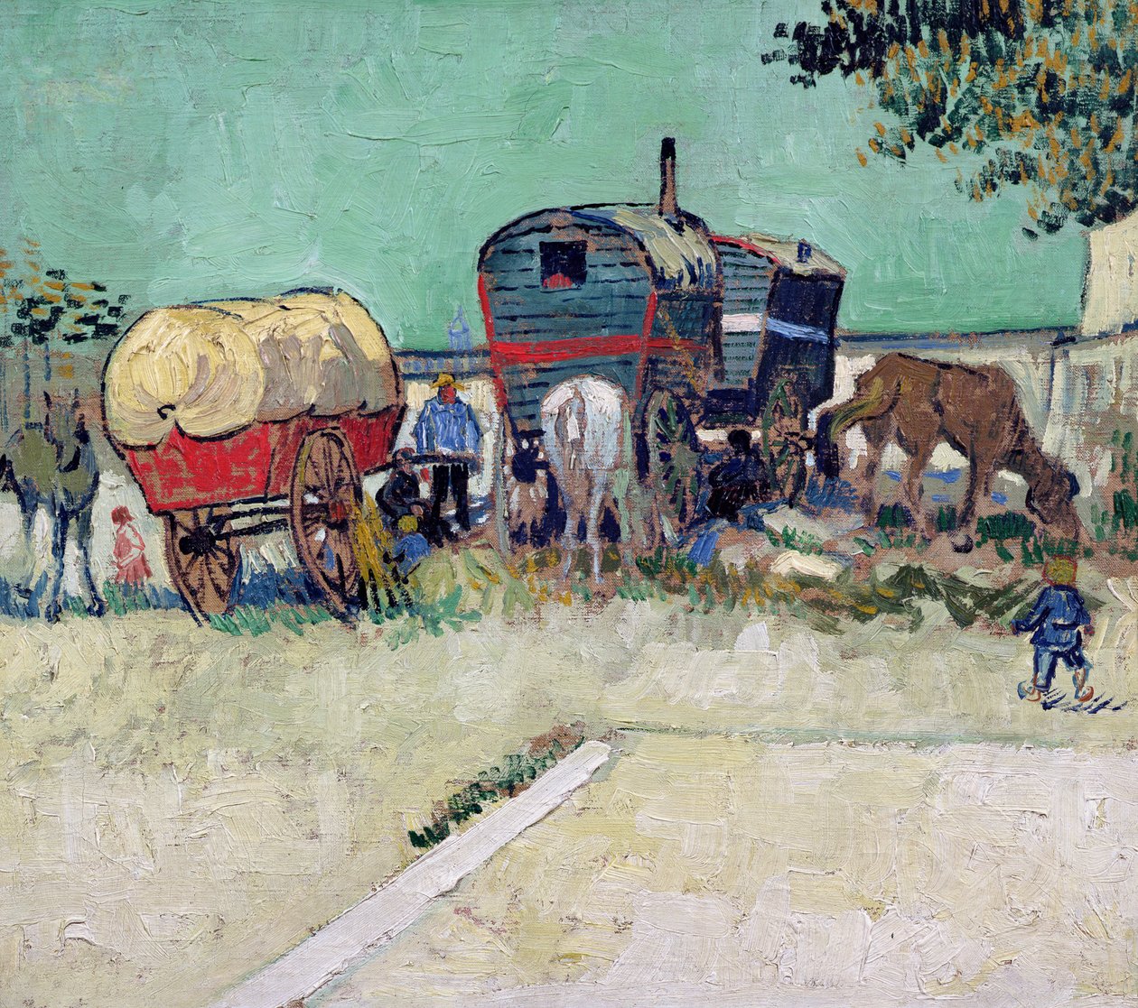 Karavanerne, sigøjnerlejren nær Arles af Vincent van Gogh