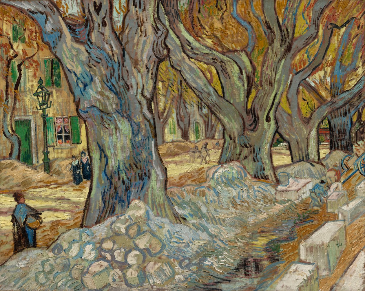 De store platantræer (Road Menders ved Saint-Rémy) af Vincent van Gogh