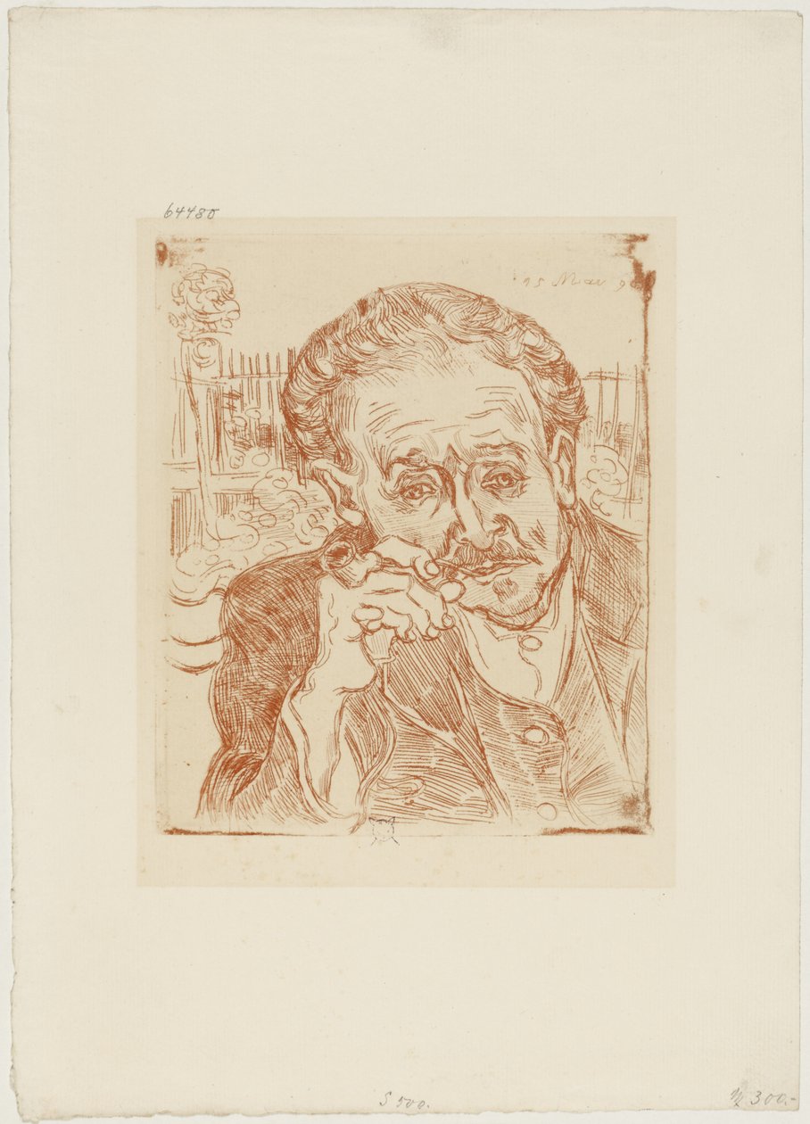 The Man with the Pipe (Portræt af Dr. Paul Gachet), ca. 1890-1909 (radering på papir) af Vincent van Gogh