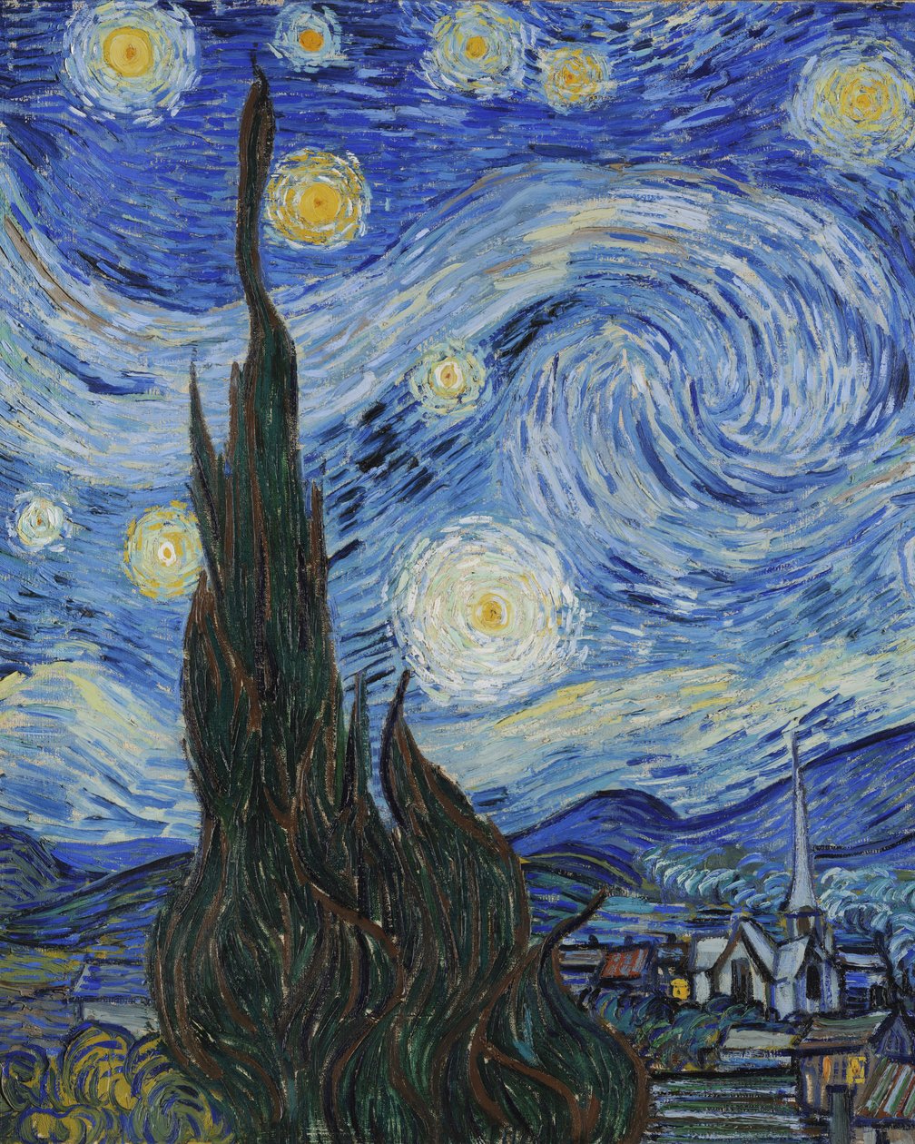 The Starry Night, juni 1889 (olie på lærred) (detalje af 702746) af Vincent van Gogh