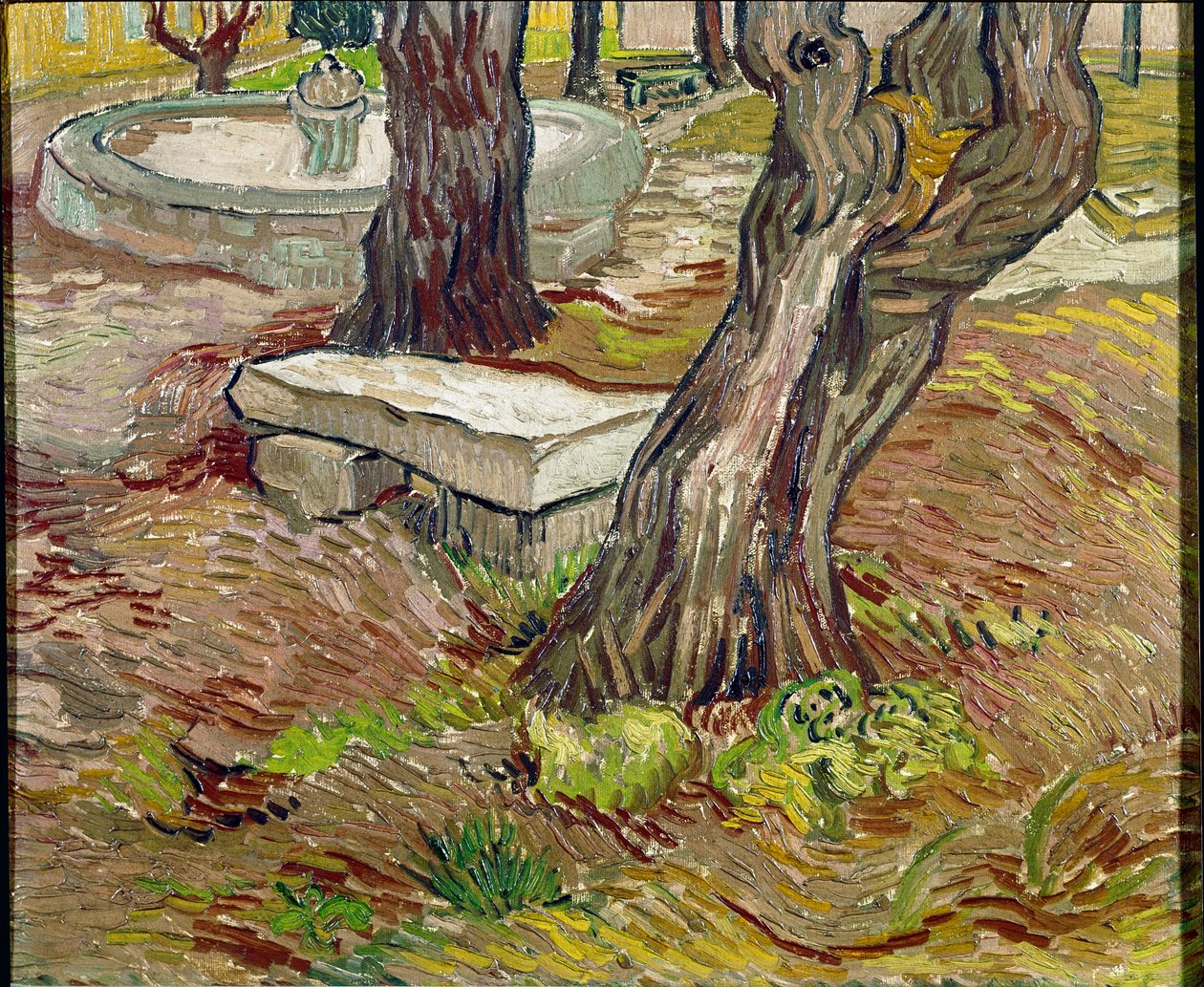 Parken ved Saint Paul-asylet (Saint Paul) i Saint-Remy (Saint Remy) eller Bench de Pierre. Maleri af Vincent Van Gogh (1853-1890) af Vincent van Gogh