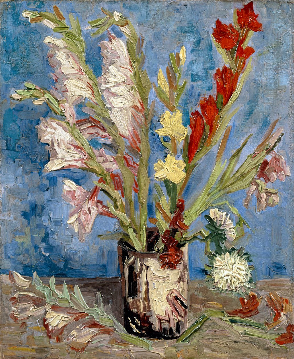 Vase med gladioler og asters fra Kina, 1886 af Vincent van Gogh