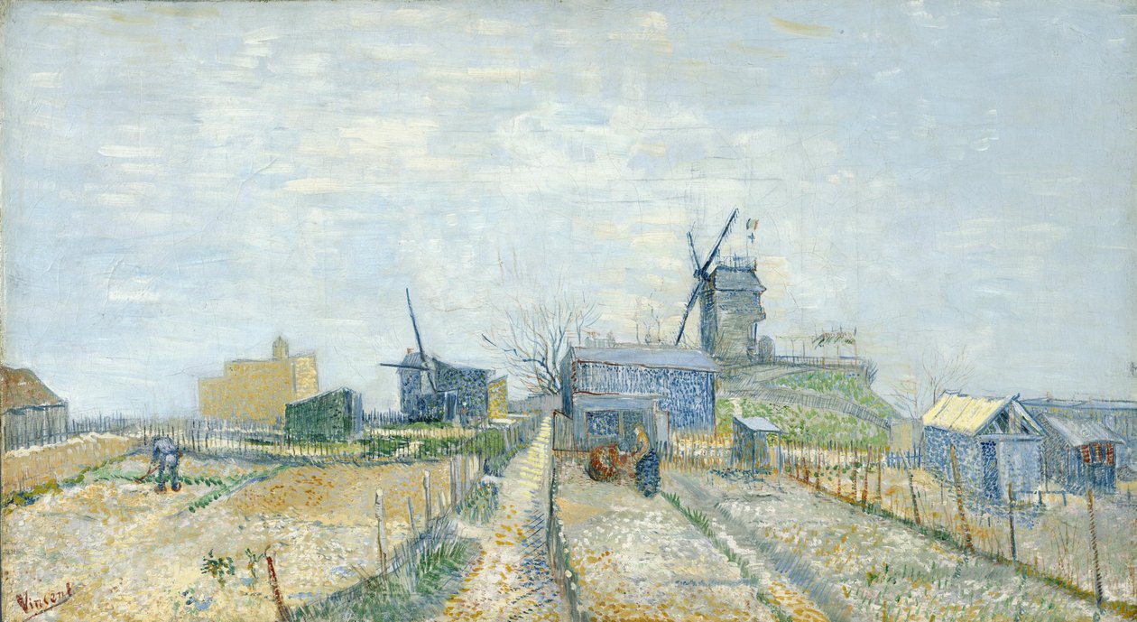 Grøntsagshaver og Moulin de Blute-Fin på Montmartre af Vincent van Gogh